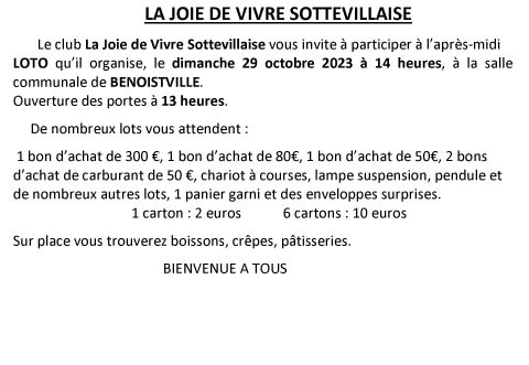 Loto Dimanche 29 octobre 2023 à 14h