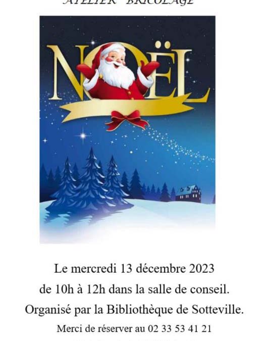 Atelier de bricolage sur le thème de Noël le 13 décembre